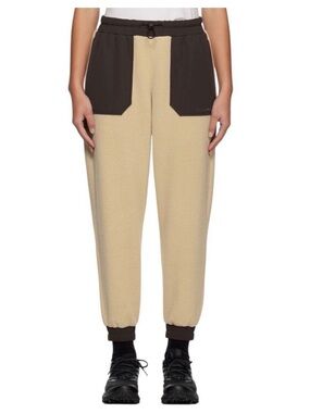 Outdoor Voices Beige Fleece Joggers with Dark Brown Pockets